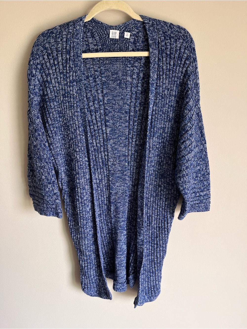 GAP Women's Open Front Knit Blue Casual Cardigan 100% Cotton Size Small (S)